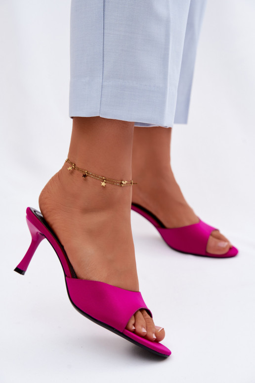 Chaussons pour femmes avec talons fins roses Selmira