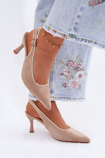 Damen Sandalen mit dünnen Absätzen in Sandfarbe Relmira 2