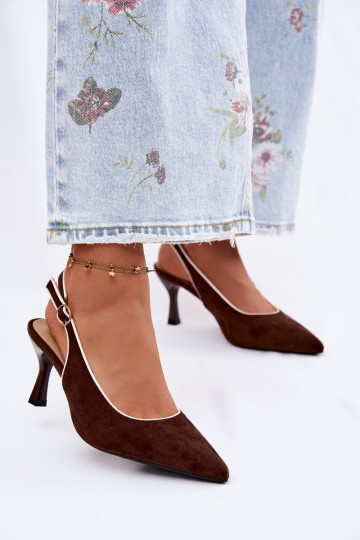 Dames sandalen met dunne hakken in chocoladekleur Relmira 2
