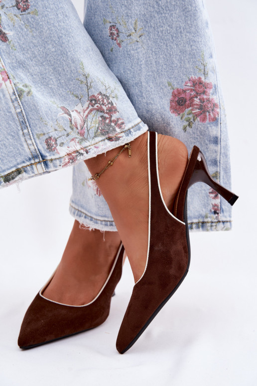 Dames sandalen met dunne hakken in chocoladekleur Relmira