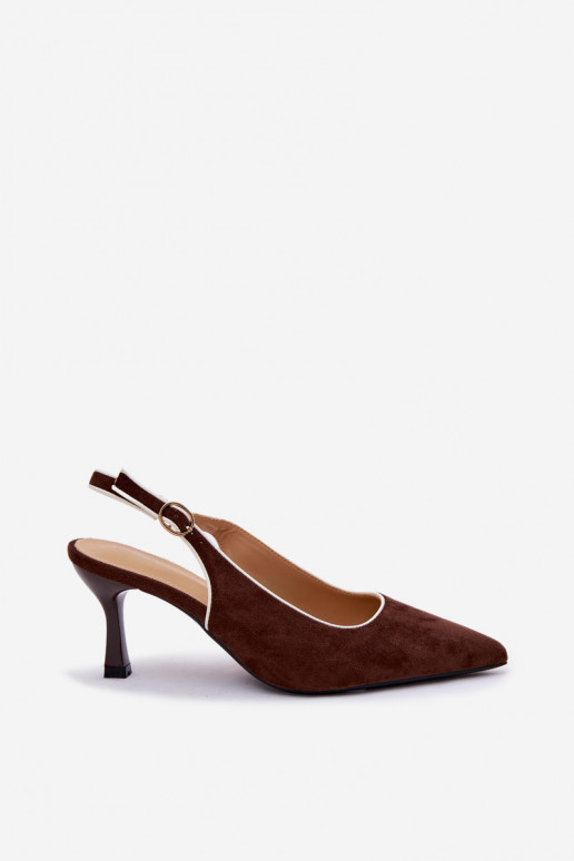 Dames sandalen met dunne hakken in chocoladekleur Relmira