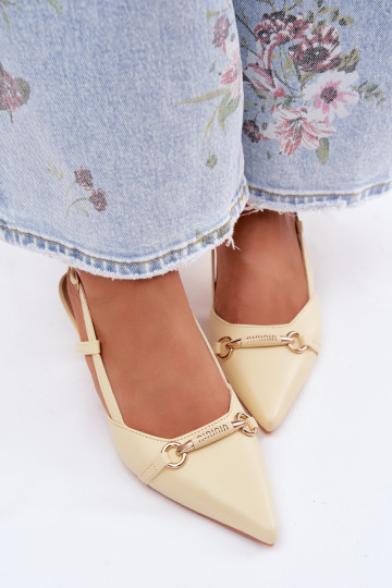 Sandales pour femmes avec des talons Ze Szpiczastymi Noskami couleur jaune Felessa 2