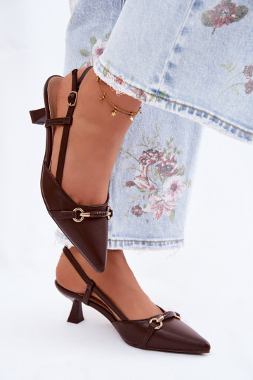 Sandales pour femmes avec des talons Ze Szpiczastymi Noskami marron Felessa