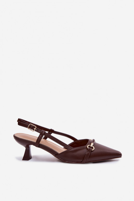 Dames sandalen met hakken Ze Szpiczastymi Noskami bruine kleur Felessa