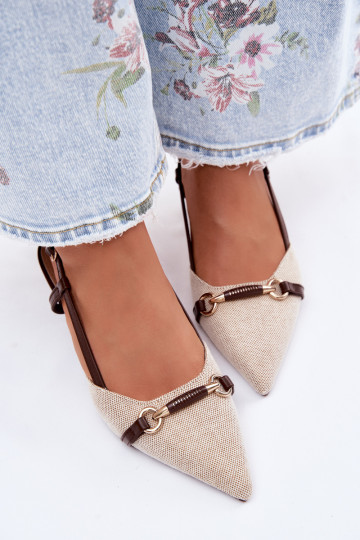 Dames sandalen met hakken Ze Szpiczastymi Noskami bruin-beige Felessa