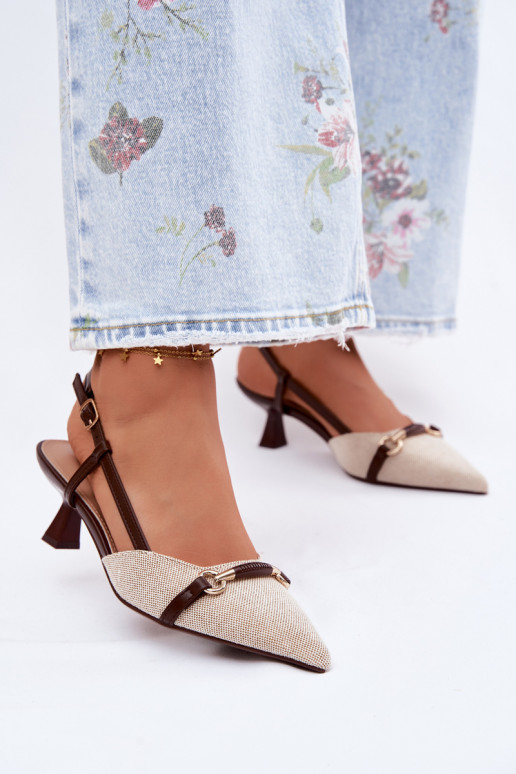 Dames sandalen met hakken Ze Szpiczastymi Noskami bruin-beige Felessa