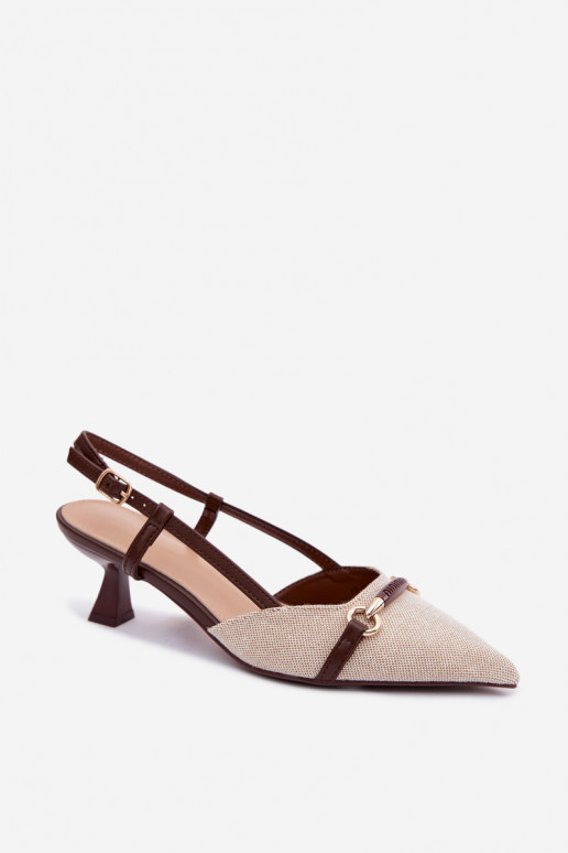 Dames sandalen met hakken Ze Szpiczastymi Noskami bruin-beige Felessa