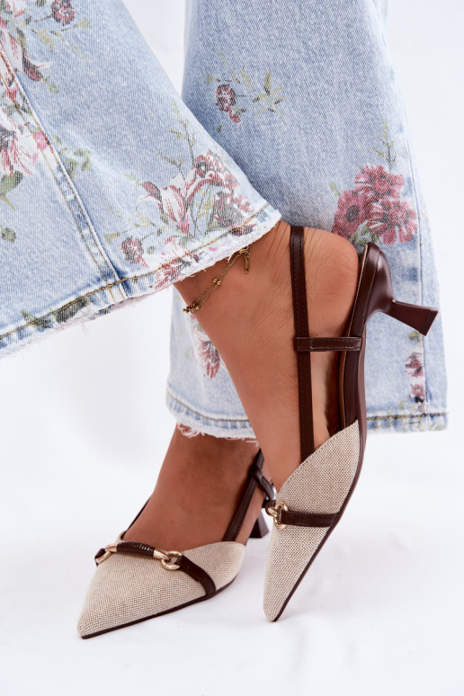 Damensandalen mit Absätzen Ze Szpiczastymi Noskami braun-Beige Felessa