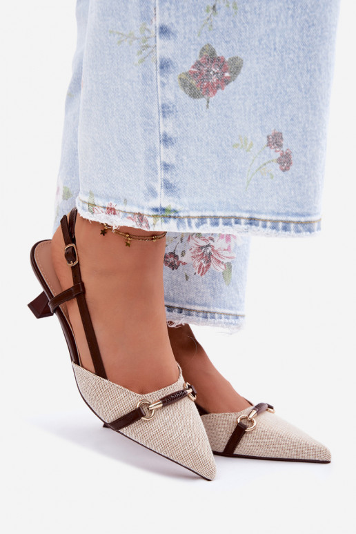 Dames sandalen met hakken Ze Szpiczastymi Noskami bruin-beige Felessa