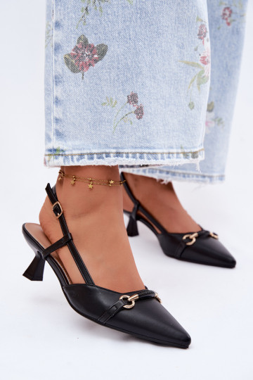 Dames sandalen met puntige hakken in zwarte kleur Felessa