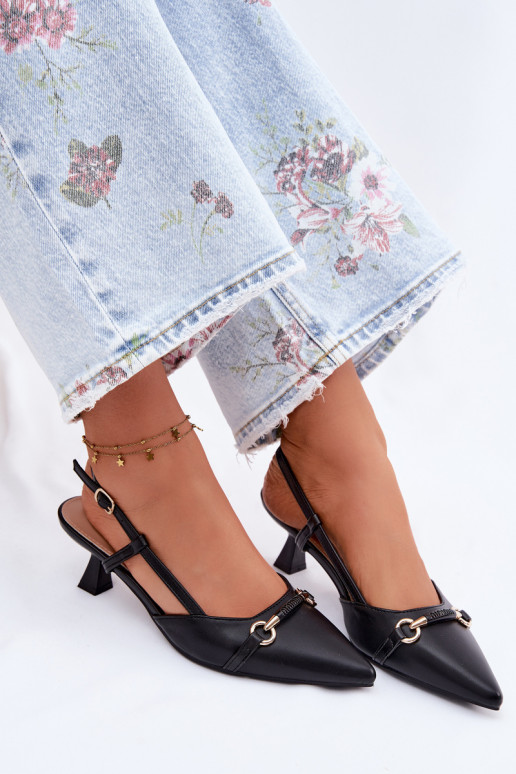 Damensandalen mit Absätzen Ze Szpiczastymi Noskami schZuarze Farbe Felessa