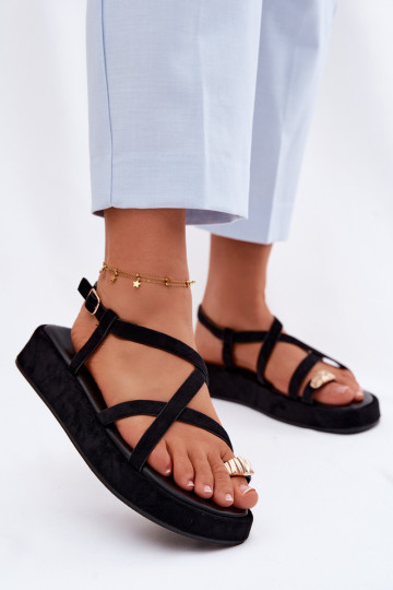 Sandales avec plateforme et détails dorés couleur noire Olmira 2
