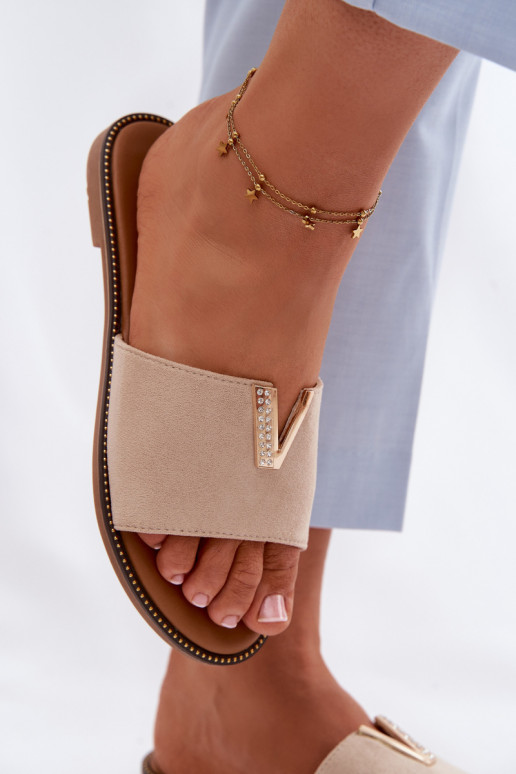 Chaussons Appartement pour femmes Avec des décorations Detalem V beige Nelmira