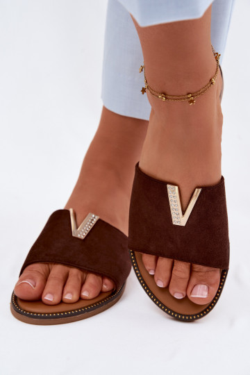 Chaussons Appartement pour femmes Avec des décorations Detalem V CzekoladoÀe Nelmira