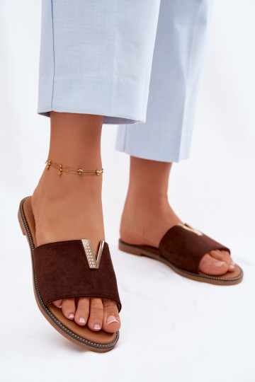 Chaussons Appartement pour femmes Avec des décorations Detalem V CzekoladoÀe Nelmira 2