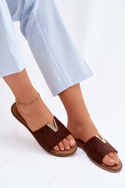 Chaussons Appartement pour femmes Avec des décorations Detalem V CzekoladoÀe Nelmira