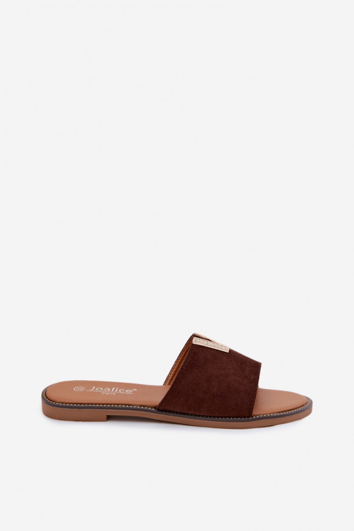 Chaussons Appartement pour femmes Avec des décorations Detalem V CzekoladoÀe Nelmira