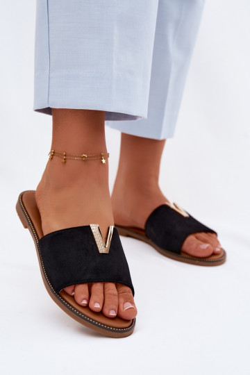 Chaussons Appartement pour femmes Avec des décorations Detalem V couleur noire Nelmira 2