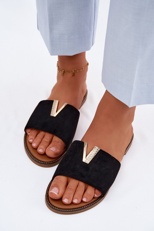 Chaussons Appartement pour femmes Avec des décorations Detalem V couleur noire Nelmira