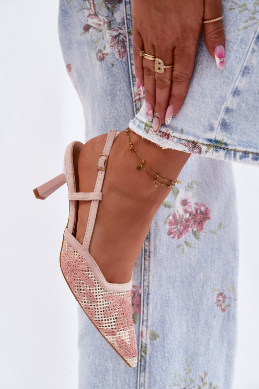 Sandales à talons hauts avec fleurs couleur rose Kelmira