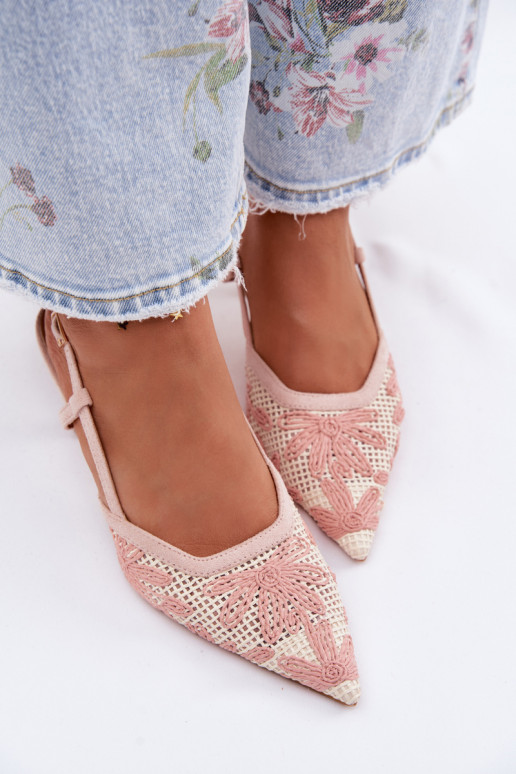 Sandales à talons hauts avec des fleurs couleur rose Kelmira