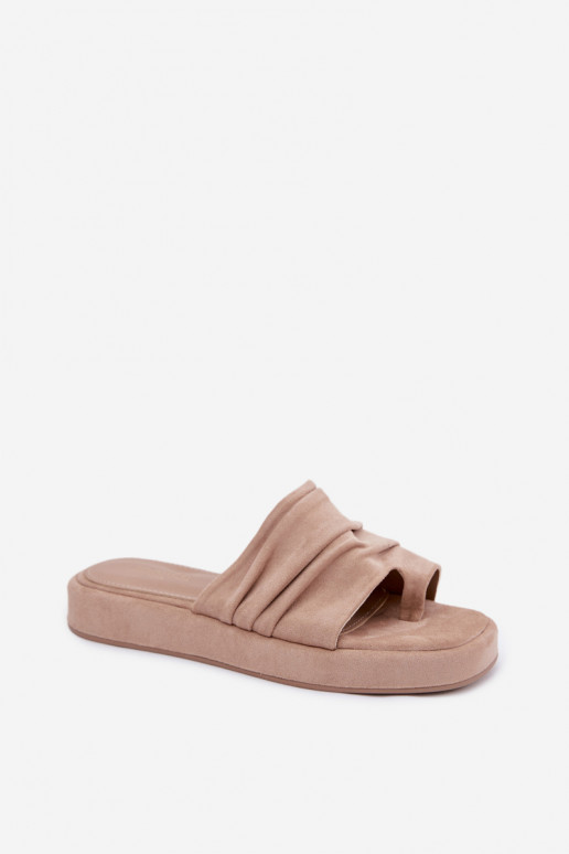 Beige dames slippers met ruches Gelmira