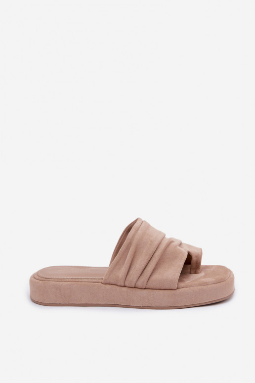 Beige dames slippers met ruches Gelmira