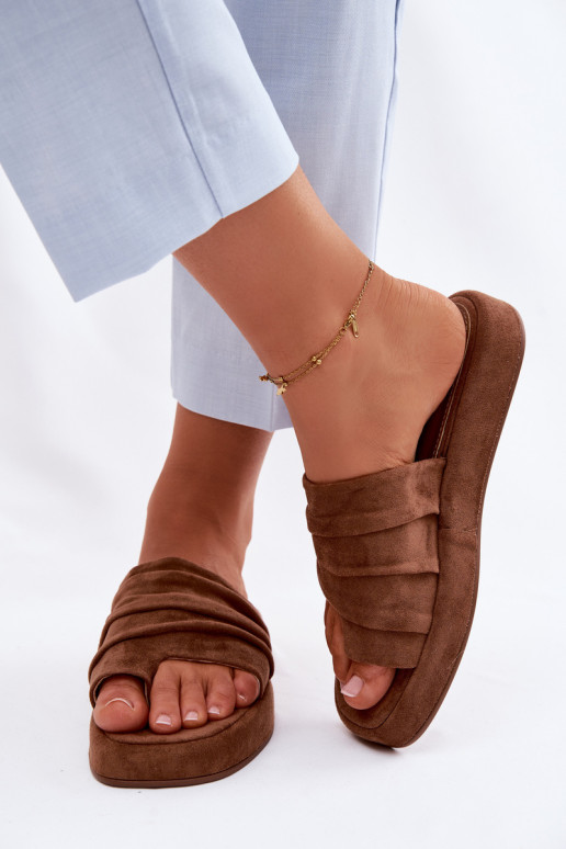Bruine dames slippers met ruches Gelmira