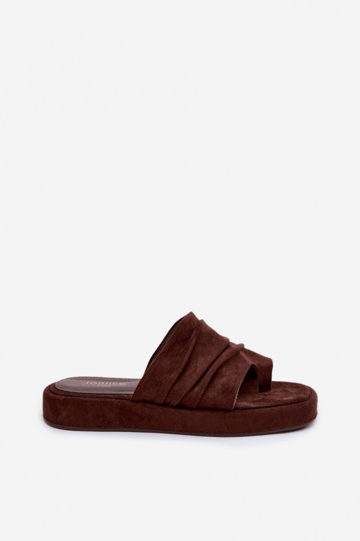 Bruine dames slippers met ruches Gelmira