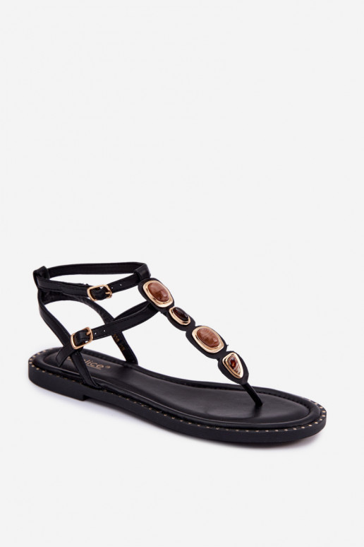Sandales à lanières noires pour femmes avec de beaux détails Dorena