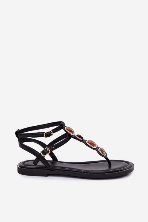 Sandales à lanières noires pour femmes avec de beaux détails Dorena