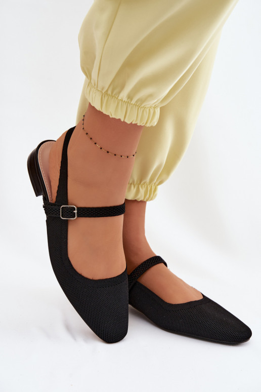  Sandalen Ballerinas Feminin mit Riemen schZuarze Farbe Selrene