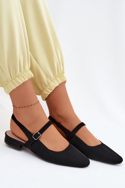 Schwarze Damenballettschuhe mit Riemchen Selrene