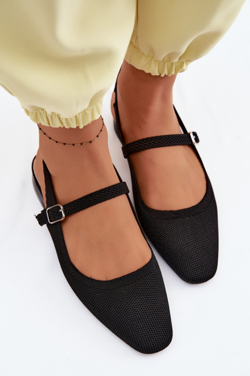 Schwarze Damenballettschuhe mit Riemchen Selrene