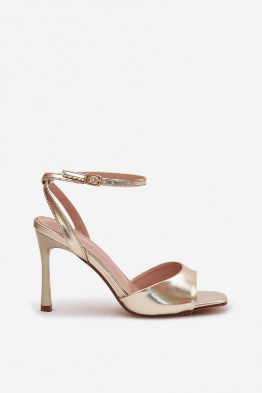Gouden dames sandalen met dunne hakken van faux leer Olissey