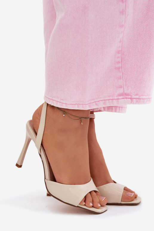 Sandales pour femmes avec des talons finsImitacji Skóry beige Olissey