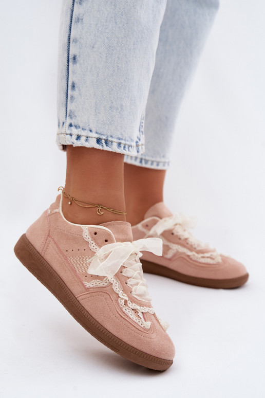 Sneakers model schoenen Dames met kant roze Ilrene