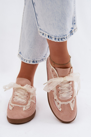 Roze dames sneakers met veters Ilrene 2