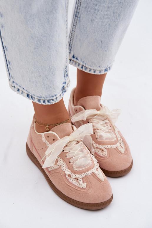 Sneakers model schoenen Dames met kant roze Ilrene