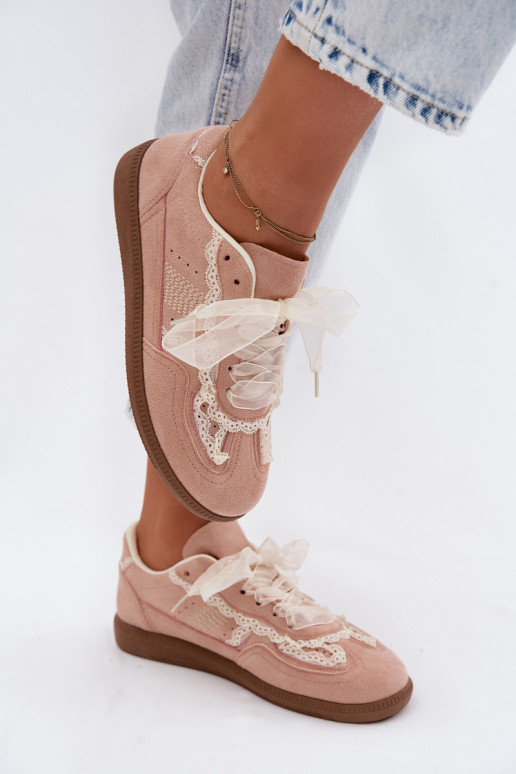 Chaussures modèle baskets Féminin avec de la dentelle couleur rose Ilrene