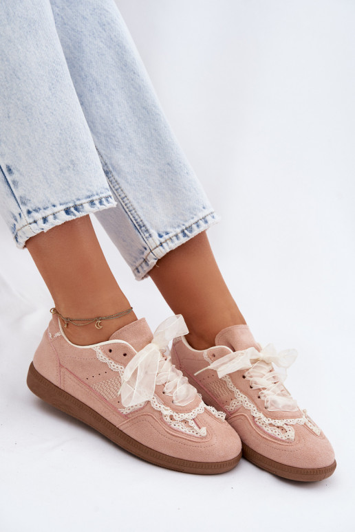Roze dames sneakers met veters Ilrene