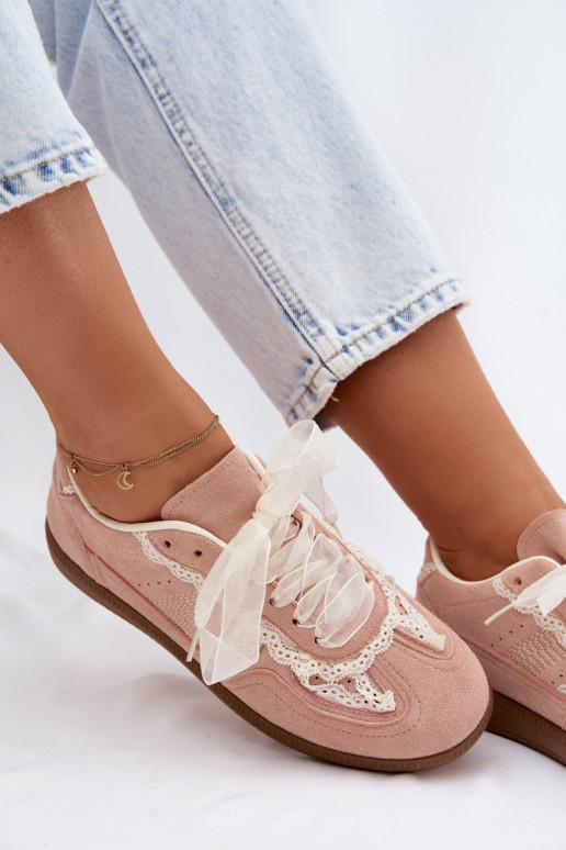 Sneakers model schoenen Dames met kant roze Ilrene