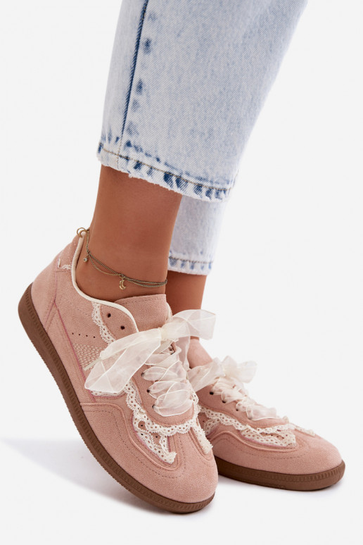 Roze dames sneakers met veters Ilrene