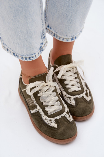 Groene dames sneakers met veters Ilrene
