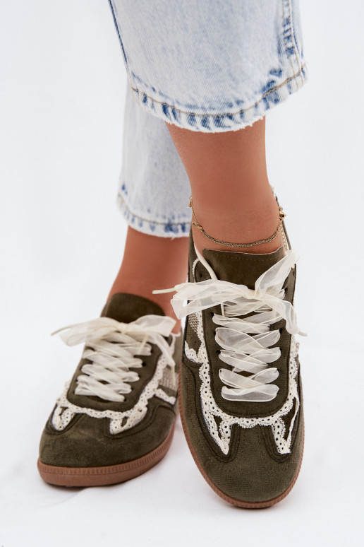 Sneakers Stilvollllschuhe Feminin mit Spitze grüne Farbe Ilrene