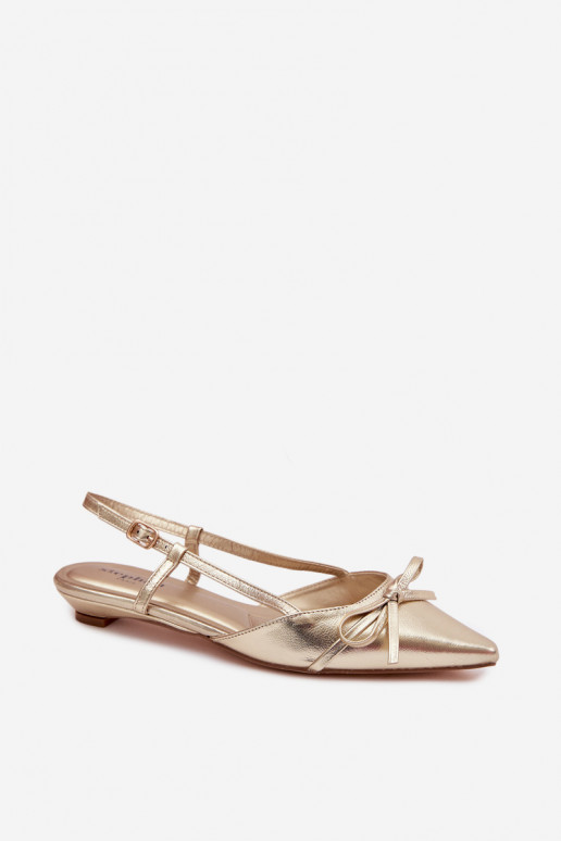 Gouden dames sandalen van faux leer op een lage hak Jelmera