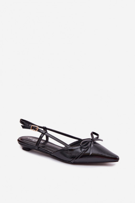 Schwarze Damen-Sandalen aus Kunstleder auf niedrigem Absatz Jelmera