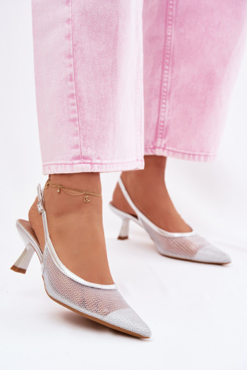 Gaas sandalen Op Smukłym Obcasie zilvere kleur Calora 2