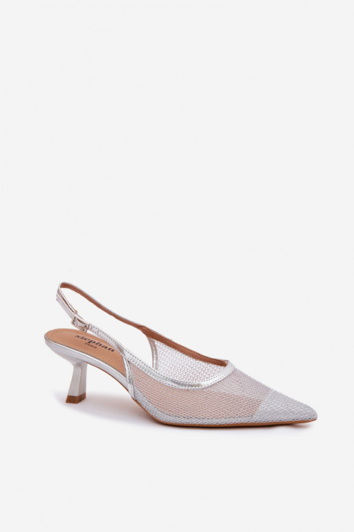 Gaas sandalen Op Smukłym Obcasie zilvere kleur Calora