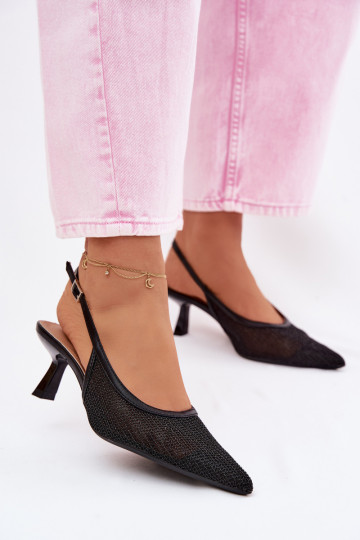 Netz Sandalen Ermöglicht Smukłym Obcasie schZuarze Farbe Calora